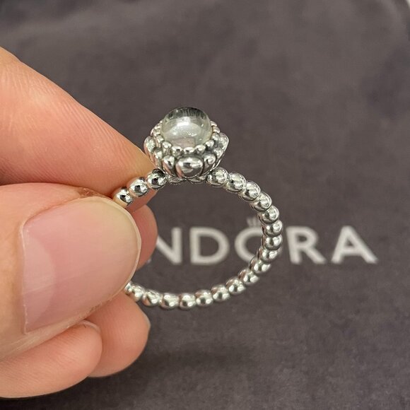 Pandora April Milky White Birthstone Ring - Picture 5 of 5